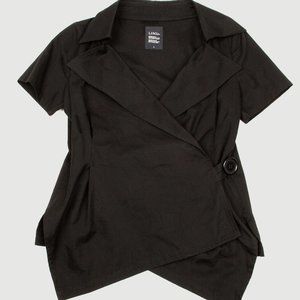 LIMI feu button wrap cotton shirt jacket